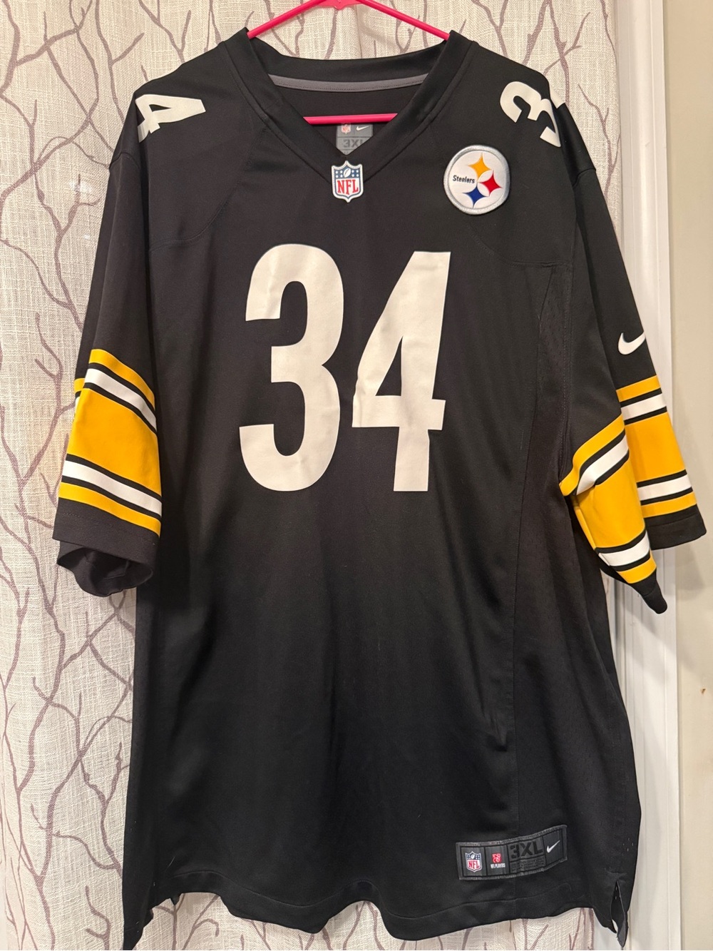 NFL Pittsburgh Steelers #34 Black and Gold Jersey